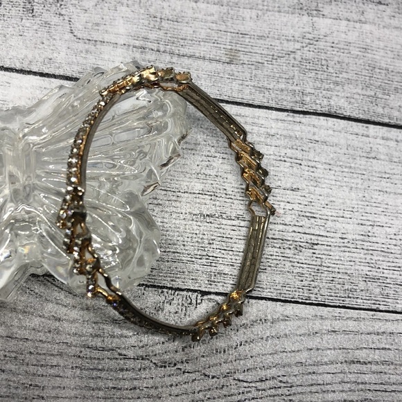Vintage mixed metal gold/silver tone glam bangle bracelet small wrist - Picture 3 of 5